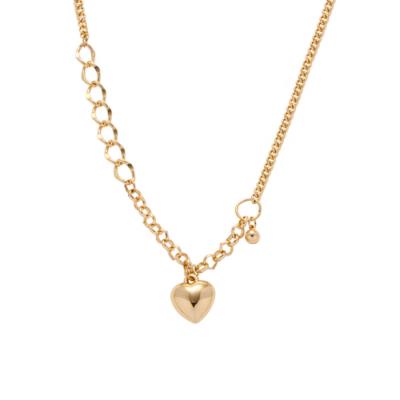 China Wholesale Fashion Retro Fashion Necklace Women Stainless Steel Love Heart Pendant Choker Gold Neck Chain for sale