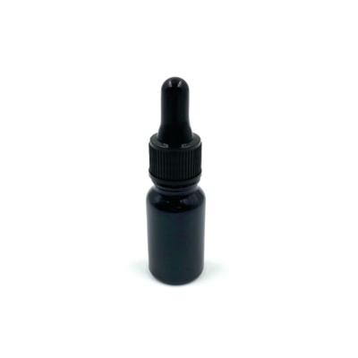 China Cosmetic Bright Black Color Essential Oil Glass Bottle With Dropper for sale