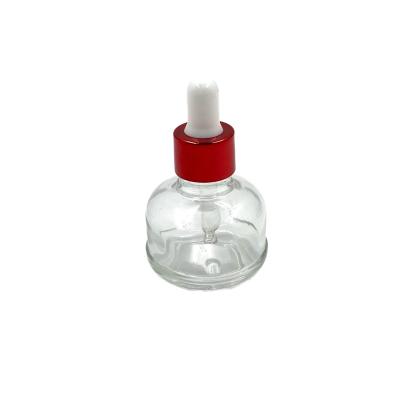 China Logo 30ml Cosmetic Oil Dropper Printing Transparent Glass Bottle for sale