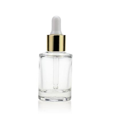 China 20ml Cosmetic Clear Liquid Base Cosmetic Packaging Lotion Dropper Glass Bottle for sale