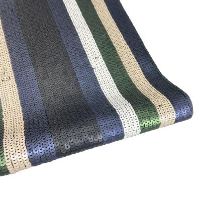 China Factory Wholesale Stripe Order Dress Fabric Breathable Knitted Multicolor Embroidery Sequin Fabric for sale