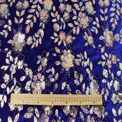 China Heavy Industry Bead Breathable Sequin Dress Embroidered Flannel Base Fabric for sale