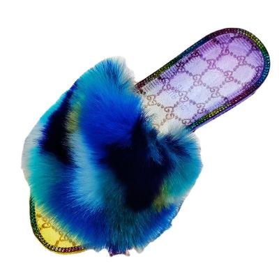 China 2021 New Colorful Plastic Crystal Jelly Jelly Diamond Fur Flat Women Slippers CUSHIONING Colorful Sequins for sale