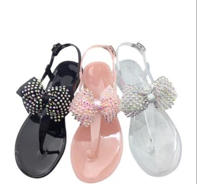 China CUSHIONING Summer Diamond Jelly Slippers Fruit Butterfly Fabric PVC Leisure Women Sandals Multicolor Frozen Outdoor Beach Shoes for sale