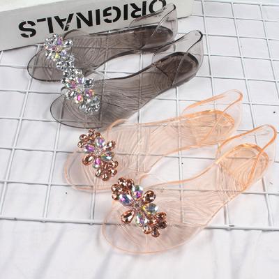 China CUSHIONING 2021 fish say Jelly Sandals Diamond Flower Ballet lip transparent Jelly Sandals Women plate for sale