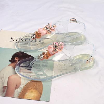 China CUSHIONING New Style Ladies Leisure Iris Glass Flip Flop Jelly Outdoor Transparent Flat Sandals For Women for sale