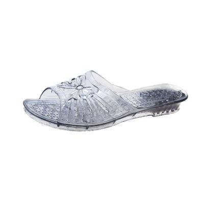 China SHOCK ABSORBING 2021Ladies Crystal Slippers Candy Color High heel Jelly Slippers Breathable Beach Shoes transparent slippers for sale