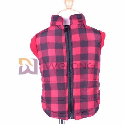 China Christmas Plaid Dog Jacket 2*2 RIB  Good Elasticity Opening zippered dog coats for sale