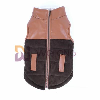 China Corduroy Leather Collar Dog Zip Up Jacket Berber Lining Warm Winter Dog Coats XS-XL for sale