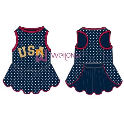 China Glitter Print USA Rubber Star CVC Jersey Dog Dress Male Customized for sale