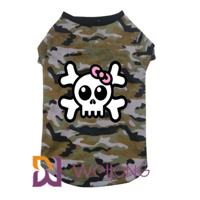 Chine Poly T-shirt d'animal familier de Halloween de crâne de camouflage pour le poly débardeur 180G du chien 100% à vendre