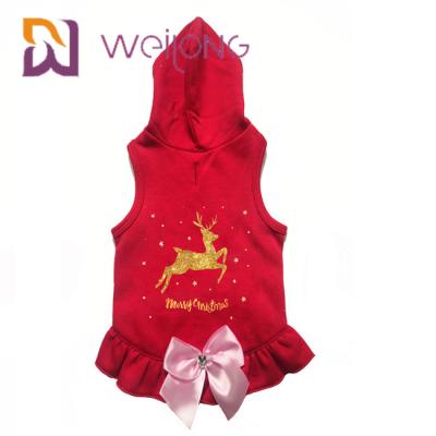 China A curva do cetim imprimiu o Hoodie vermelho do Natal do revestimento dourado do inverno do cão dos cervos para gatos dos cães à venda