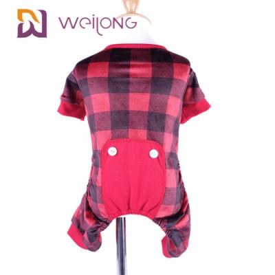 China Poly Print Flannel Pet Pajama Warmth Customizable Plaid Dog Pajamas for sale