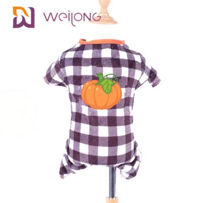 China Pijamas de goma del perro de la tela escocesa de Halloween de los pijamas del perro del paño grueso y suave de la calabaza de la impresión en venta