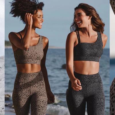 China Leopard Anti-Static Gym Set Wear Women Clothing Yoga Fitness Leggings Sports Suit Work Out Sportswear Equipment Active Sports for sale