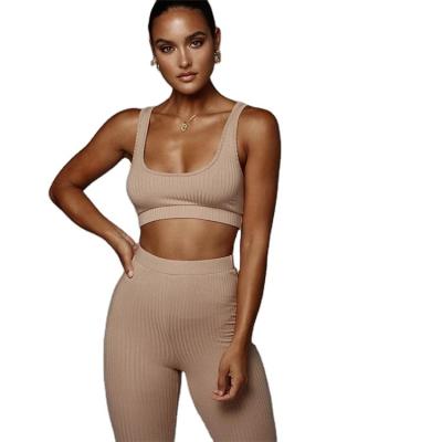 China Ladies Breathable Casual Sexy Sleeveless Crop Sweaterpants Top Two Piece Set Women Knitted Sports Skinny Outfits Two Piece Suit for sale