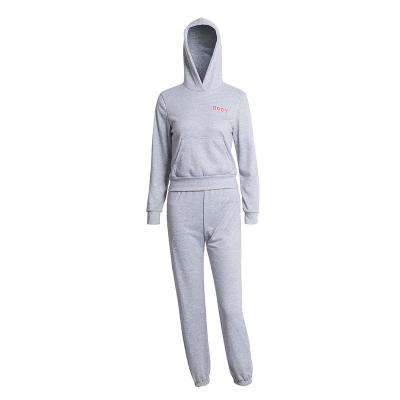 China Fall QUICK DRY Crop OEM Hooded Tops Pants Sets Winter Outfits Printed Letter Women's Tracksuit Sport Wear Winter 2 Piece Set for sale