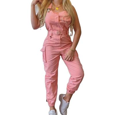 China 2021 new arrival QUICK DRY women plus size overalls waist bib waistband sleeveless bib sleeveless restraint foot machining pants with high quality for sale