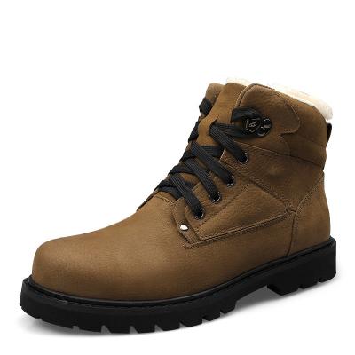 China 2021 New Men's Wholesale Thermal Martin Boots Leather And Wool Winter Thick Bottom Shoes Warm Design Wear Waterproof Boots for sale