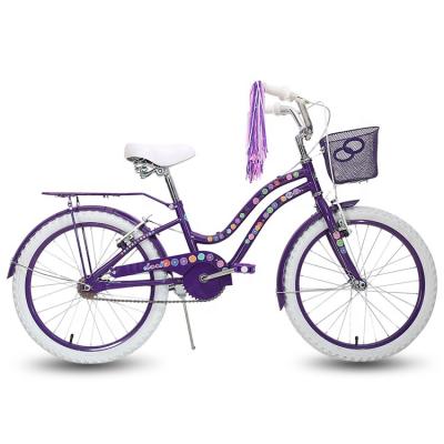 China Trending Kids Bike JOYSUN China Manufacturer 20 Inch Purple Kids Girls Bike With Basket And Rear Seat for sale