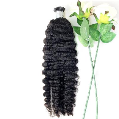 China 100 % unprocessed hair natural extension Wholesale Kinky Curly i Tip Raw Remy Hair i Tip Hair Extensions Cuticle Remy Aligned Keratin u Flat i Tip Human Hair Extensions for sale