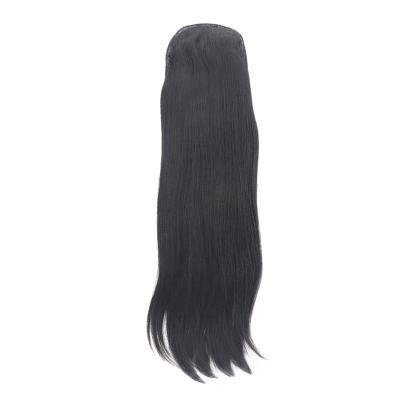 China Yaki Ponytail Extension 100g Full Natural Straight Ponytail Wig Brazilian Hair Clip In Ponytail 22inch Black for sale