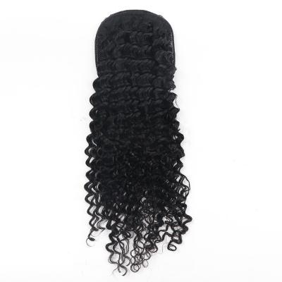 China Clip In Hot Selling Indian Virgin Human Hair Loose Curly Drawstring Ponytail For Black Women for sale