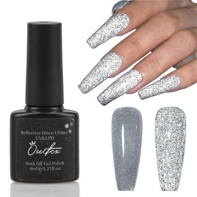 China Nail Art Beauty 8Ml Disco Glitter Gel Reflective Nail Polish Diamond Nail Polish Silver Soak Off UV LED Varnish For False Nails for sale