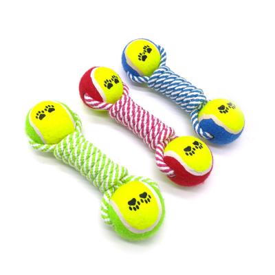 China Viable Hot Sales Dog Rope Chewing Toy Tennis Ball Toys Dog Rope Ball Toy Dog Cotton Rope for sale