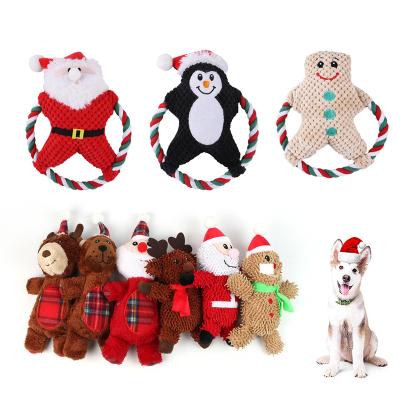 China Christmas New Viable Santa Claus Pet Dog Toys Durable Dog Chew Interactive Squeaky Plush Toys Dog Chew Toy for sale