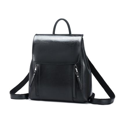 China Fast Delivery New Fashion Oil Wax Real Leather Student Women Backpack Bag for sale