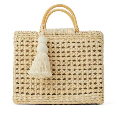 China Large Capacity Beach Handbags Rattan Handmade Kintted Travel Bags Handle Bag for sale