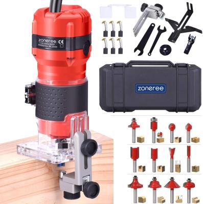 China 800W 30000rpm Electric Woodworking Trimmer Wood Milling Engraving Slotting Trimming Machine XBJ-SK-RED for sale