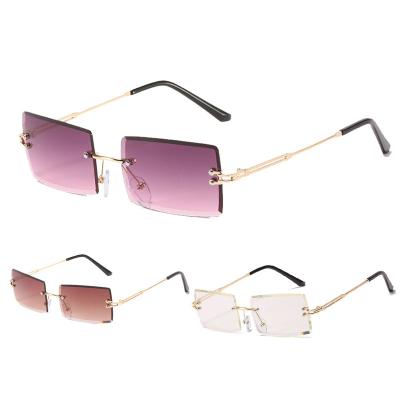 China Fashion Sunglasses 2021 Frameless Sun Glasses Shades Men Women Sun Glass New Fashion Ladies Vintage Rectangle Rimless Custom Trendy Square Small for sale