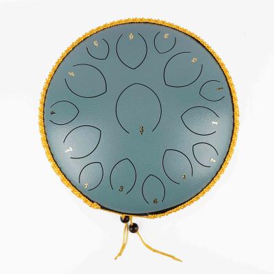 China Drum Toy Made in China Cost Performance Music Therapy Wathet Blue 14 Tone High 15 Inches Handpan Tank Big Piece Steel Tongue Drum Drum for sale