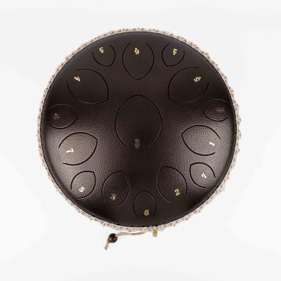 China Drum Toy Made in China High Music Therapy Performance 14 Tone Brown 15 Inches Handpan Tank Drum Toy Drum Chunk Steel Tongue Drum for sale