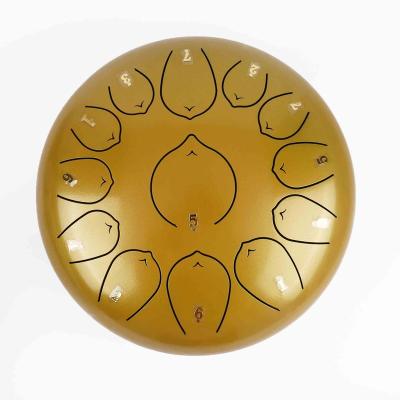 China SUXINRU Toy Drum Supply High Quality And Low Price Gloss Gold 12 Inch 13 Tone Tank Handpan Drum Steel Tongue Drum Toy for sale