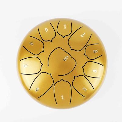 China SUXINRU Drum Toy Supply High Quality And Low Price Luster Gold 10 Inch 11 Tongues Tank Handpan Drum Toy Steel Tongue Drum for sale