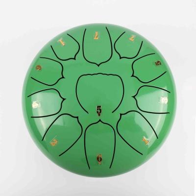 China SUXINRU Drum Toy Supply High Quality And Low Price Gloss Green Inches 10 11 Tongues Fail Handpan Drum Toy Tongue Steel Drum for sale