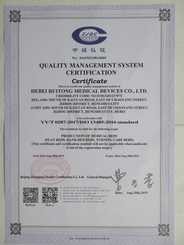 ISO13485 - Hebei Ruitong Medical Devices Co., Ltd.