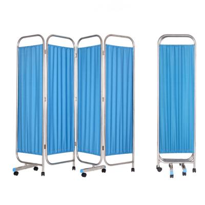 China Modern Movable Stainless Steel Cloth Hospital 3 Folds Waterproof Medical Folding Screen for sale