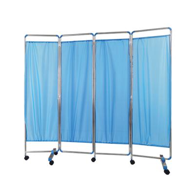 China Factory Direct Sale Modern Stainless Steel Hospital Bed Ward Folding Curtain Screen 4 Times Screen for sale