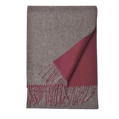 China Winter 100% warm woolen scarf custom woolen scarf warm soft double-sided solid color woolen scarf for sale