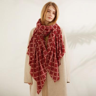 China Winter Poncho Scarf Women Fashionable Ladies Winter Scarf Low Price Women Woolen Scarf Thicken Long Scarf for sale