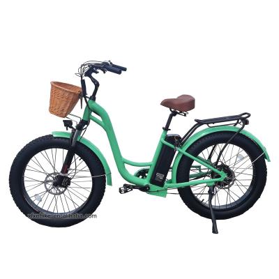 China 2022 New Design 26Inch Aluminum Alloy Fat Tire Beach Cruiser 48V 750W Bafang Motor Step By Ebike City Electric Bike for sale