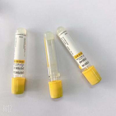 China Disposable 	Gel And Clot Activator Tube  Glass  Yellow Cap Top for sale