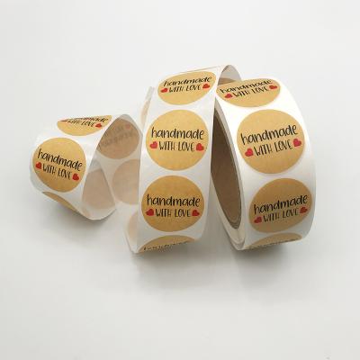 China Heat Sensitive Custom Printing Self Adhesive Bottle Labels Brown Kraft Paper Stickers In Roll for sale