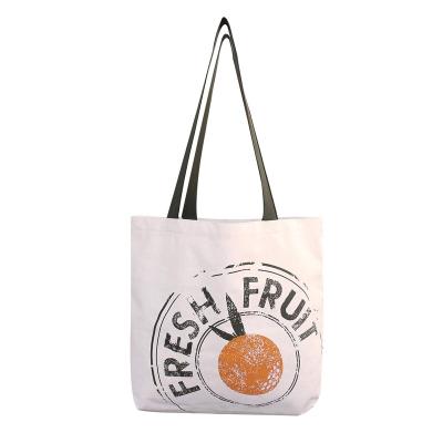 China Wholesale Eco-Friendly Foldable Reusable Single Logo Cotton Shoulder Bag Canvas Grocery Tote Bag With Custom Printed for sale