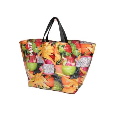 China Large Customized Printing Eco - Friendly Polypropylene Tote Laminated Reusable Recycled PP Woven Grocery Shopping Tote Bag for sale