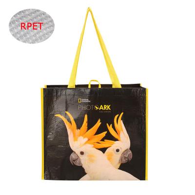 China High Quality Eco-Friendly OEM Grocery Recycle Print Durable Reusable Foldable Custom Fashion RPET Laminated Shopping Tote Bag for sale